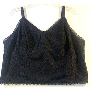 ASHLEY NELL TIPTON 1X Black LACE CROP TOP Cami Plus Size Lined Camisole